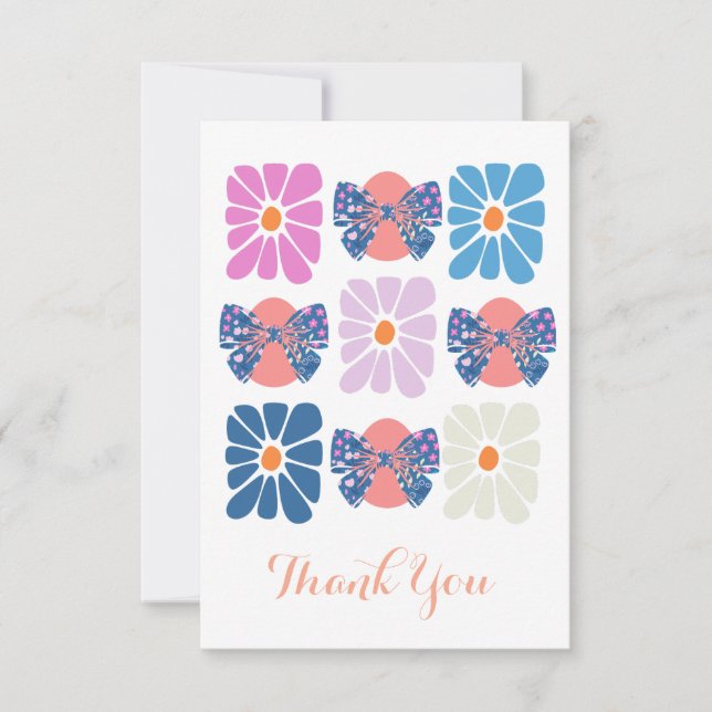 Boho retro floral simple easter thank you card (Front)
