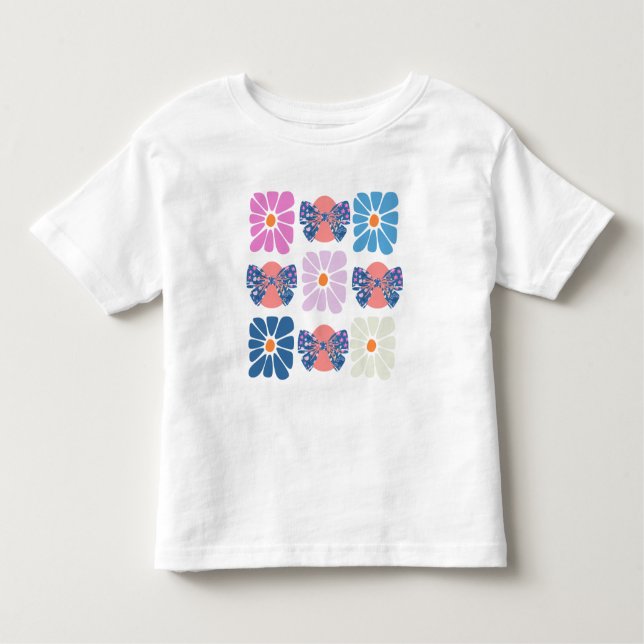 Boho retro floral simple easter toddler T-Shirt (Front)