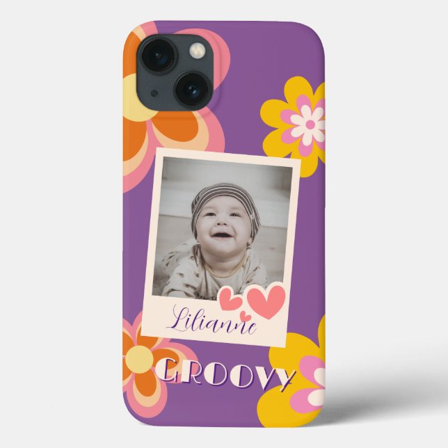 Boho Retro Flowers Pink Yellow Photo Case-Mate iPhone Case (Back)