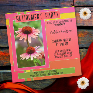 Boho Retro Garden Flower Retirement Party Invitation