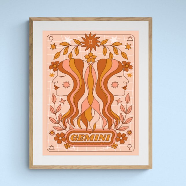 Boho Retro Gemini Zodiac Poster (Creator Uploaded)