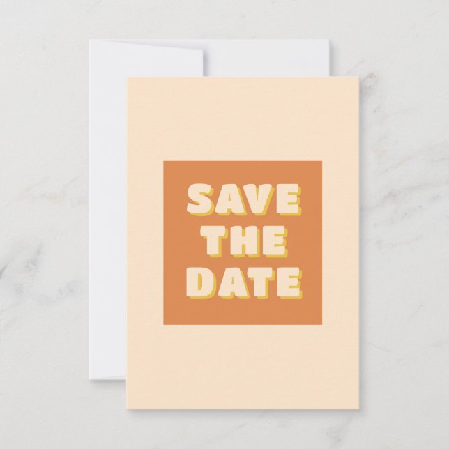 Boho Retro Groovy Colourful Wavy Wedding Save The Date (Front)