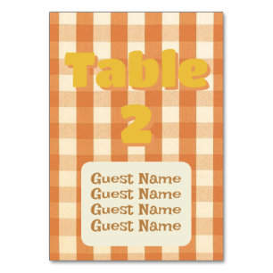Boho Retro Groovy Colourful Wavy Wedding Table Number