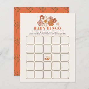 Boho Retro Groovy Floral Baby Shower Bingo Game