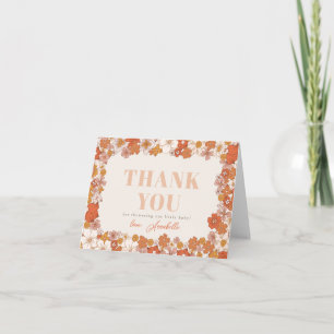 Boho Retro Groovy Floral Baby Shower Thank You Card