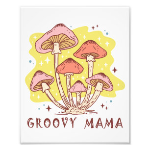 Boho Retro Groovy Mama Photo Print