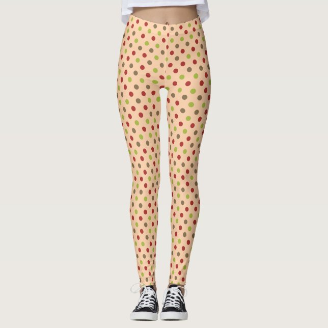 Boho Retro Modern Dot Leggings (Front)