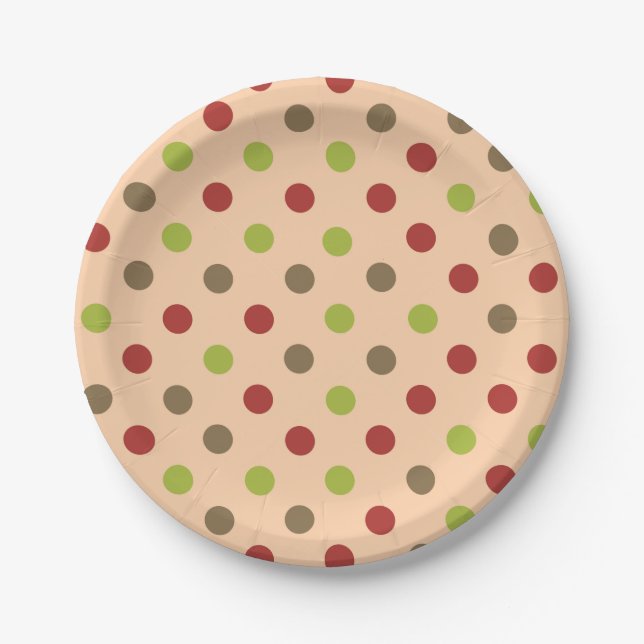 Boho Retro Modern Dot Paper Plate (Front)