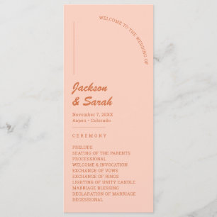 Boho Retro Orange Wedding  Programme