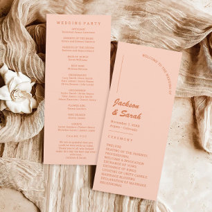 Boho Retro Orange Wedding  Programme