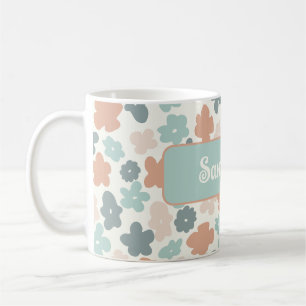 Boho retro pastel flower print coffee mug