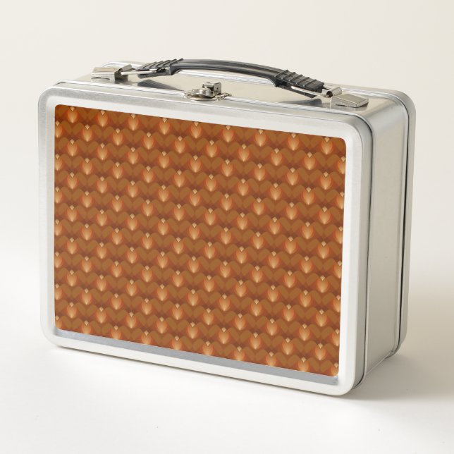 Boho Retro Pattern in 70s Style Metal Lunch Box (Front)