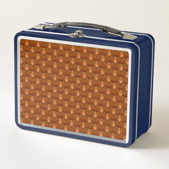 Boho Retro Pattern in 70s Style Metal Lunch Box (Front)