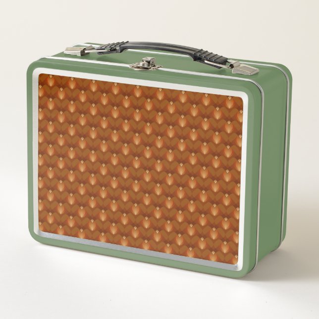 Boho Retro Pattern in 70s Style Metal Lunch Box (Front)