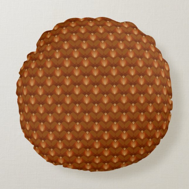 Boho Retro Pattern in 70s Style Round Cushion (Front)