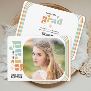 Boho Retro Photo Graduation Party Invitation