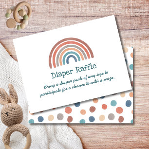 Boho Retro Rainbow Dots Baby Shower Diaper Raffle Enclosure Card