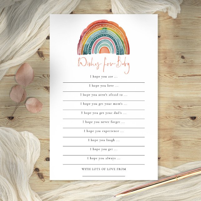 Boho Retro Rainbow Wishes for Baby Shower Game Flyer (Creator Uploaded)