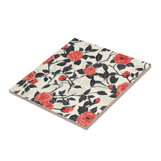 Boho Retro Rose Ceramic Tiles For Kitchen Floor