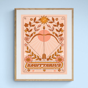 Boho Retro Sagittarius Zodiac Poster
