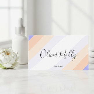 Boho Retro Script Abstract Wavy Lines Pastel Business Card