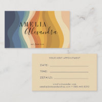 Boho Retro Script Abstract Wavy Lines Yellow Blue