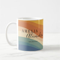 Boho Retro Script Abstract Wavy Lines Yellow Blue