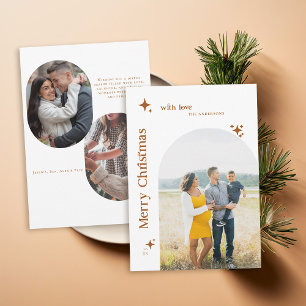 Boho Retro Stars Minimalist Photo Christmas Family Holiday Card