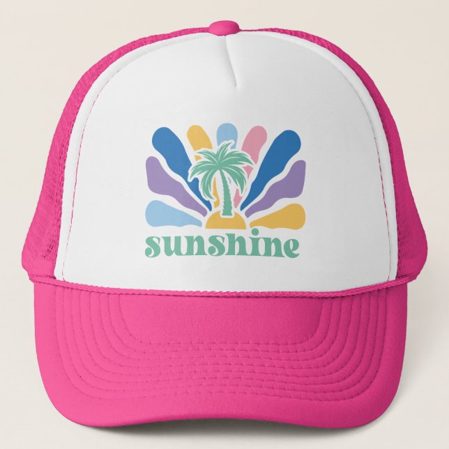  Boho Retro Summer Quote  Trucker Hat (Front)