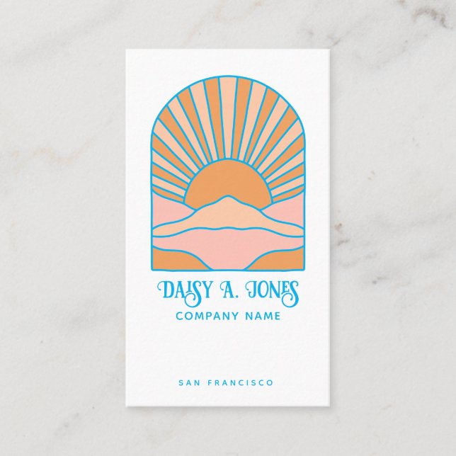 Boho Retro Sunrise  Business Card (Front)