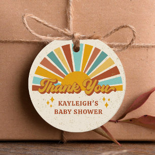 Boho Retro Sunshine Baby Shower Favour Tags