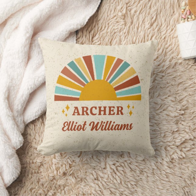 Boho Retro Sunshine Name Cushion (Blanket)