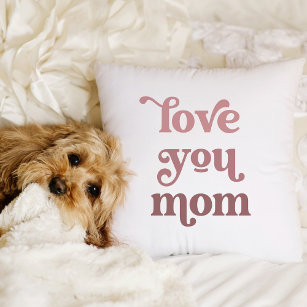 Boho Retro Text   Love you Mum Gradient Pink Cushion
