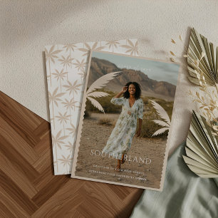 Boho Retro Tropical Palm Tree Graduation Photo Announcement