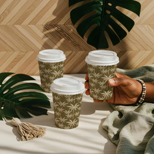 Boho Retro Tropical Palm Tree Pattern Graduation Paper Cups