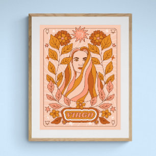 Boho Retro Virgo Zodiac Poster