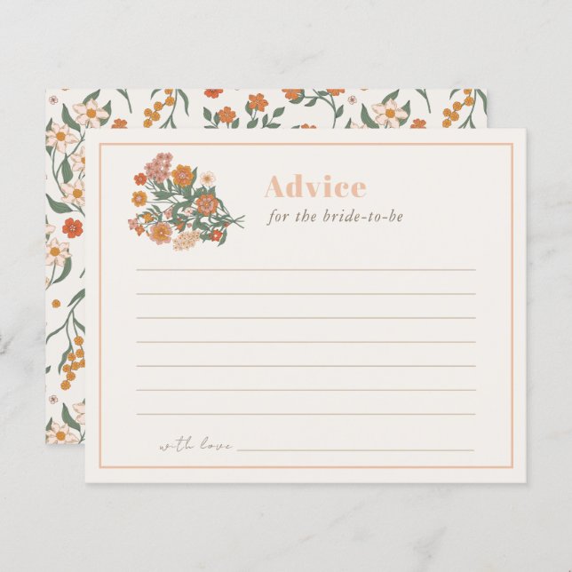 Boho Retro Wildflower Bridal Shower Advice Card (Front/Back)