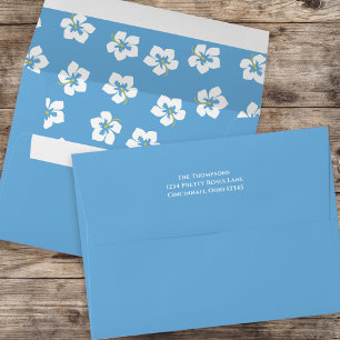 Boho Return Address Blue Floral Simple Envelope