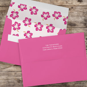 Boho Return Address Pink Floral Simple Envelope