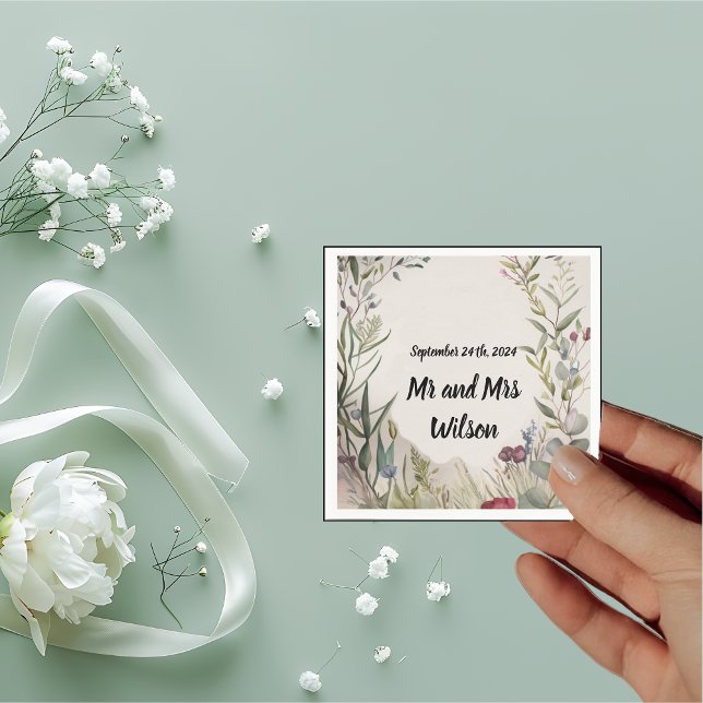 BOHO Ring of Flowers and Branches Cocktail Napkins (Creator Uploaded)