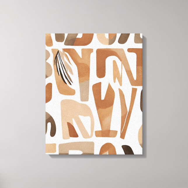 Boho Rock alphabet Botanical art style Modern Canvas Print (Front)