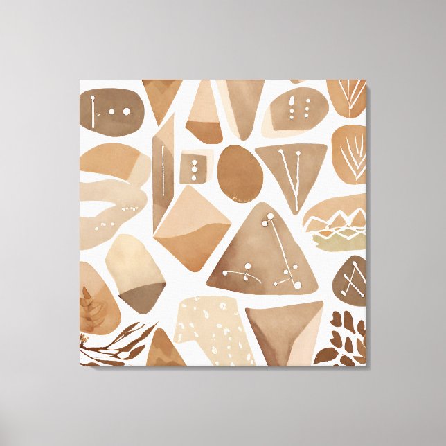 Boho Rock Leaf Botanical art style Simple Modern Canvas Print (Front)