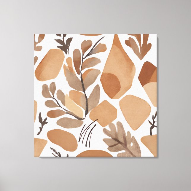 Boho Rock Leaf Botanical art style Simple Modern Canvas Print (Front)