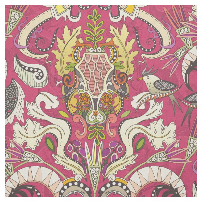 boho rococo pink fabric (Swatch)