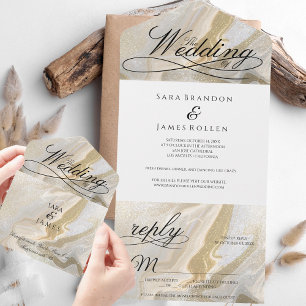Boho Romantic Calligraphy The Wedding   All In One Invitation
