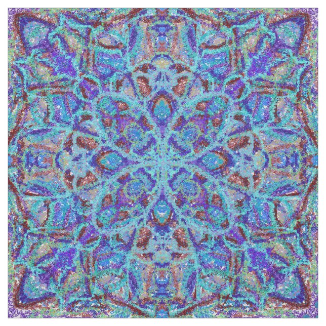 Boho-romantic coloured mandala ornament arabesque fabric (Swatch)