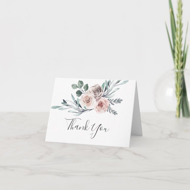 Boho Rose Baby Shower Thank You Card (Front)