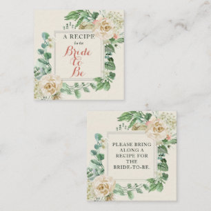 Boho Rose Floral Bridal Shower Recipe Request Enclosure Card