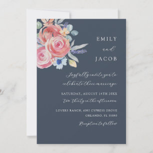 Boho Rose Floral Watercolor Wedding Invitation