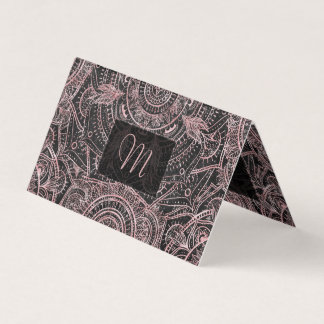 Boho Rose Gold Gray Mandala Elegant Design Business Card